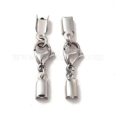 304 Stainless Steel Lobster Claw Clasps with Cord Ends STAS-H179-02P-1