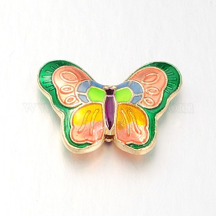 Butterfly Alloy Enamel Beads ENAM-N045-40D-1