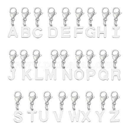26 шт. 26 стиля 201 нержавеющая сталь буквы a~z подвесные украшения HJEW-UN00005-1