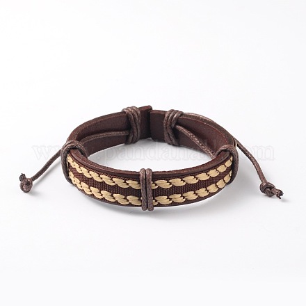 Bracelets réglables unisexe en corde de peau de vache BJEW-L544-05B-1