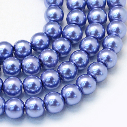 Cottura dipinto di perle di vetro perlato fili di perline rotondo X-HY-Q003-6mm-09-1