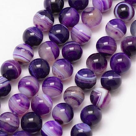 Chapelets de perles en agate rayée naturelle/agate à bandes G-K166-13-8mm-04-1