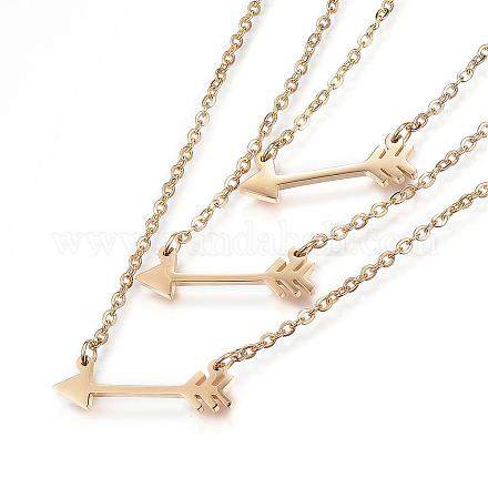 304 Stainless Steel Tiered Necklaces NJEW-N0071-51G-1