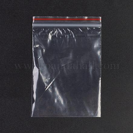 プラスチックジップロックバッグ  再封可能な包装袋  トップシール  セルフシールバッグ  長方形  レッド  10x7cm  片側の厚さ：1.3ミル（0.035mm） OPP-G001-A-7x10cm-1