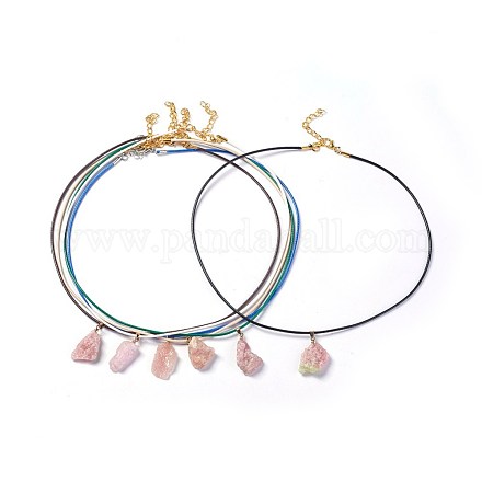 Natural Pink Tourmaline Pendant Necklaces NJEW-P245-A-G-1