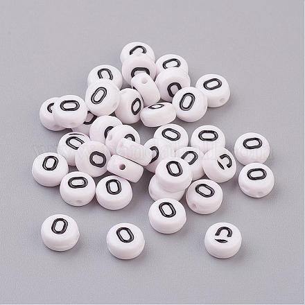 Plat rond avec des perles acryliques lettre o X-PL37C9070-O-1