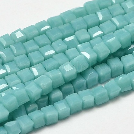 Perles en verre cube à facettes X-EGLA-J133-C06-1