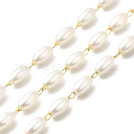 Chaînes de perles de verre ovales faites à la main CHS-I019-10G-1