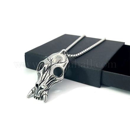 Готические ожерелья из нержавеющей стали с подвесками в виде черепов животных для мужчин GO9601-1