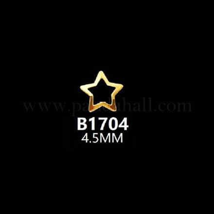 真鍮製カボション  ネイルアートの装飾の付属品  スター  ゴールドカラー  4.5mm、約100個/袋 MRMJ-Q029-023F-1