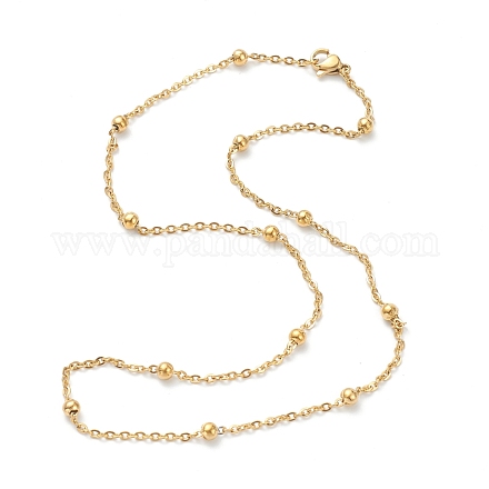 Vacuum Plating 304 Stainless Steel Cable Chain Necklaces NJEW-I248-16G-1