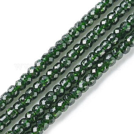 Chapelets de perles en pierre d'or verte synthétique G-F748-O03-01-1