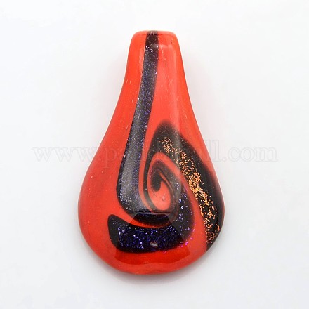 1Box Handmade Dichroic Glass Teardrop Big Pendants DICH-X036-01-1