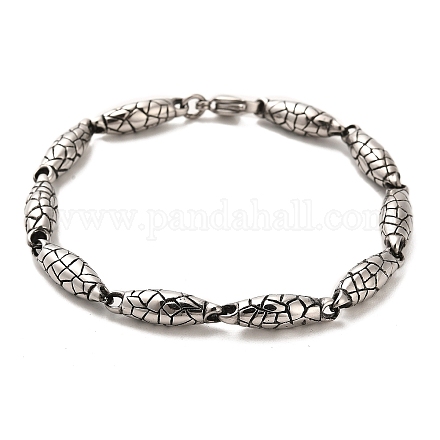 304 pulsera de cadena de eslabones ovalados con patrón de serpiente de acero inoxidable. BJEW-E094-10AS-1