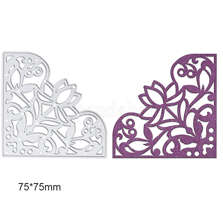 炭素鋼カッティングダイステンシル  DIYスクラップブッキング/フォトアルバム用  装飾的なエンボス印刷紙のカード  花柄  マットプラチナカラー  75x75mm DIY-WH0170-073-1