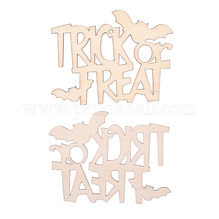 Dolcetto o scherzetto ornamenti di ritagli di legno vuoti di Halloween WOOD-L010-03-1