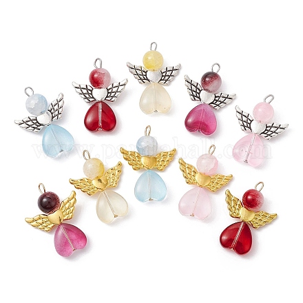 10 pendentif en perles de verre de 10 couleurs. PALLOY-JF02272-1