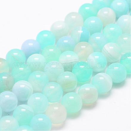 Chapelets de perles en agate rayée naturelle/agate à bandes G-K155-A-8mm-04-1