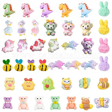 SUNNYCLUE 100Pcs 10 Styles Animal Resin Cabochon Slime Charms Resin Flatback Charms Mixed Bee Elephant Bear Mouse Dog Flatback Slime Beads for DIY Scrapbooking Jewelry Making Crafts Making Supplies CRES-SC0001-13-1