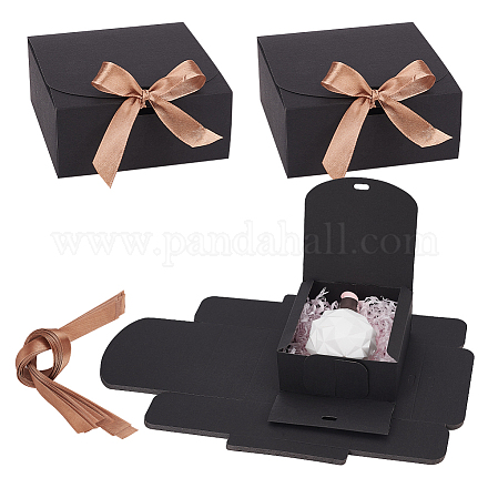 NBEADS 15 Sets Small Gift Box with Bow CBOX-WH0003-35B-1