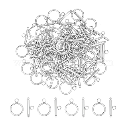 PH PandaHall 50pcs Stainless Steel Bar and Ring Toggle Clasps Jewelry Components End Clasps for Bracelet Necklace Making STAS-UN0001-12-1