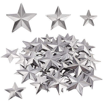 GORGECRAFT 90PCS 3 Sizes Metal Barn Star Rustic Three Dimensional Bulk Unfinished Magical Texas Sliver Stars 1 Inch 1.5 Inch 2 Inch for Patriotic 4th of July Wall Wreath Craft Farmhouse Decor IFIN-GF0001-30-1