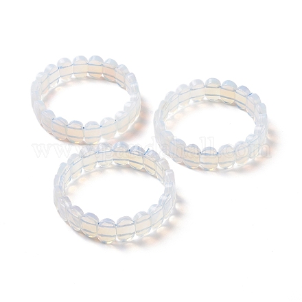 Opalit ovales Stretcharmband mit Perlen G-E010-01O-1