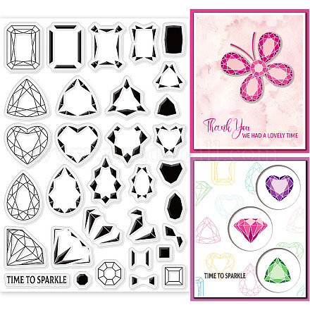 GLOBLELAND Layering Gemstone Clear Stamps for DIY Scrapbooking Layered Gems Silicone Clear Stamp Seals for Cards Making Photo Album Journal Home Decoration DIY-WH0167-57-0509-1