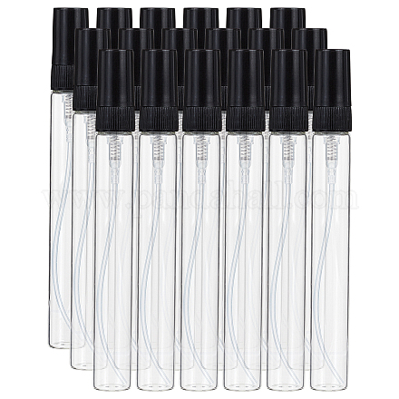 BENECREAT 25PCS 10ml Mini Glass Fine Mist Spray Tubes Transparent Travel Empty Perfume Bottles with Black Lids for Perfume MRMJ-BC0002-12A-1