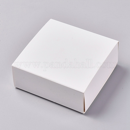 折りたたみ可能な紙の引き出しボックス  スライドギフトボックス  クリスマスラッピングギフト用  パーティー  結婚式  正方形  ホワイト  8.5x8.5x3.5cm CON-WH0069-66-1