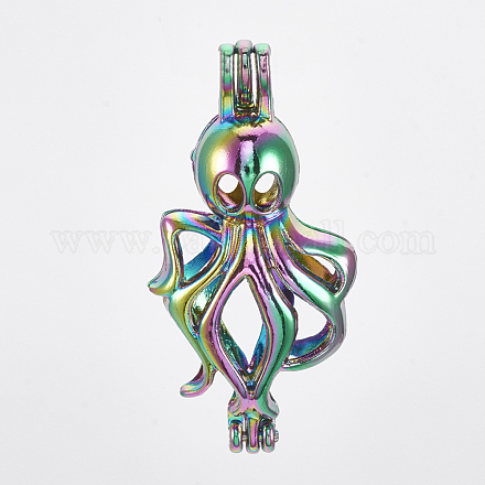 Plated Alloy Bead Cage Pendants PALLOY-S119-080-1