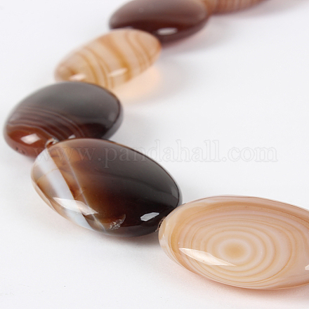 Natural Agate Glossy Oval Bead Strands G-E221-03N-1