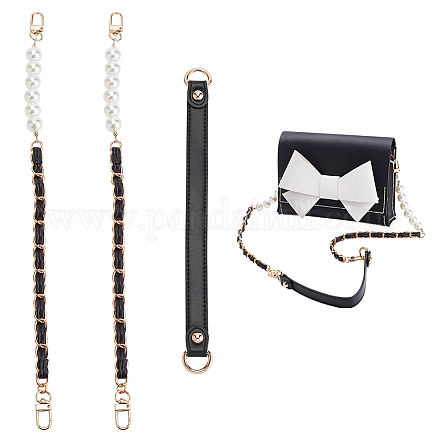 Tracolla in pelle PU stile 3 pz 2 wadorn e cinturini a catena per borsa in plastica imitazione perla abs FIND-WR0009-24-1