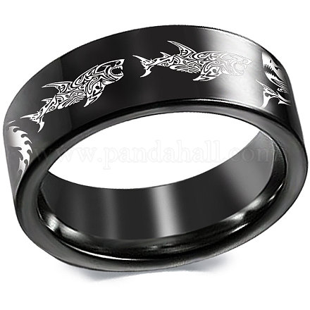 Кольца для пальцев из нержавеющей стали 201 с рисунком акулы FS-WG835B4-01-1