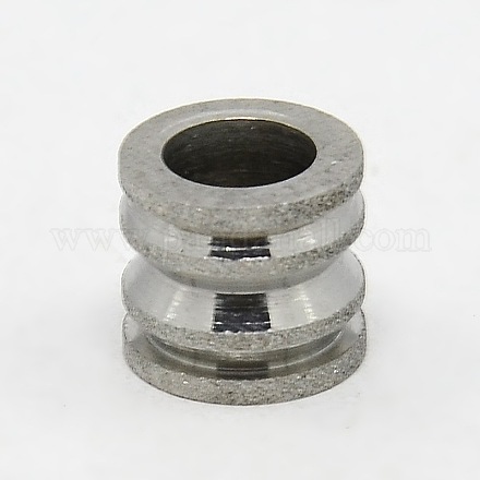 Stainless Steel Large Hole Column Textured Beads STAS-G037-09-1