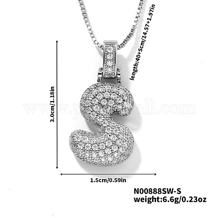 Элегантные латунные микропаве прозрачные кубические цирконии 3d начальные ожерелья DV4415-42-1