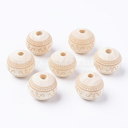 Unfinished Natural Wood European Beads WOOD-S057-017B-1