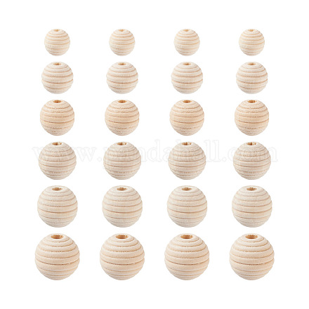 300pcs 6 styles de perles en bois de fil naturel WOOD-TA0001-63-1