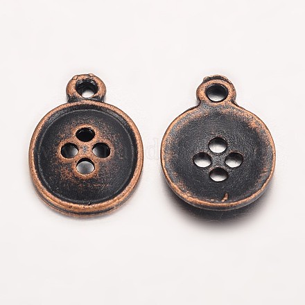 Tibetan Style Button Charms Pendants TIBEP-23450-R-NR-1