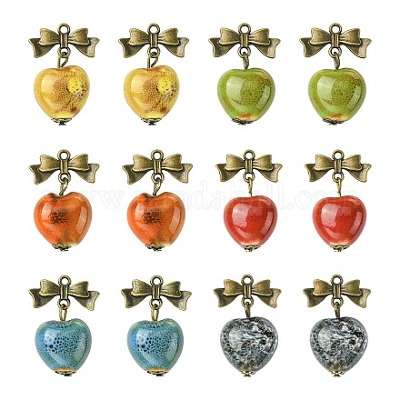 24 шт. 6-х цветные фарфоровые подвески ручной работы PALLOY-CJ00162-1