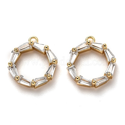 Латунные микропаве прозрачные подвески с фианитом KK-B028-04G-A-1