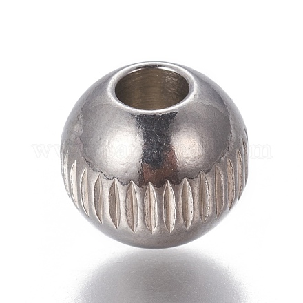 201 Stainless Steel Grooved Beads STAS-P239-24P-1