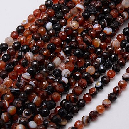Natural Striped Agate/Banded Agate Beads Strands G-G581-6mm-14-1