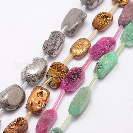Electroplated Natural Crystal Agate Beads Strands G-K109-04M-1