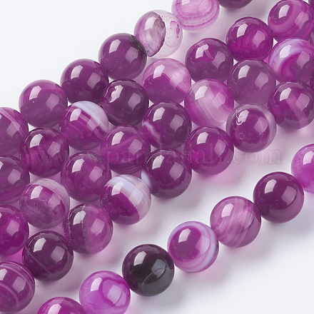 Chapelets de perles rondes en agate à rayures naturelles/en agate à bandes X-G-G582-8mm-09-1