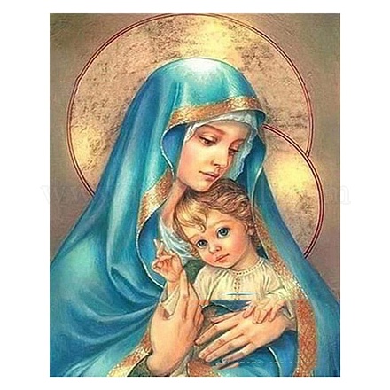 Virgen maría sosteniendo niño religión patrón humano kit de pintura de diamante diy WG56962-04-1