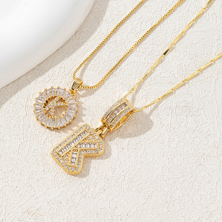 2 шт. 2 стиля латунный комплект из подвески с инициалами из прозрачного кубического циркония FS-WGBC393-11-1