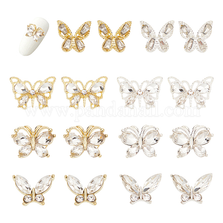 BENECREAT 24Pcs Butterfly Nail Charms 3D Alloy Rhinestone Nail Jewelry Gold Silver Crystals for DIY Women Nail Art Decoration Craft Jewelry Nail DIY Mixed Color MRMJ-BC0003-40-1