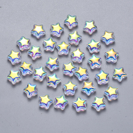 Transparent Spray Painted Glass Beads GLAA-R211-04-G05-1