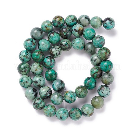 Brins de perles turquoises africaines naturelles (jaspe) G-E444-47-8mm-1